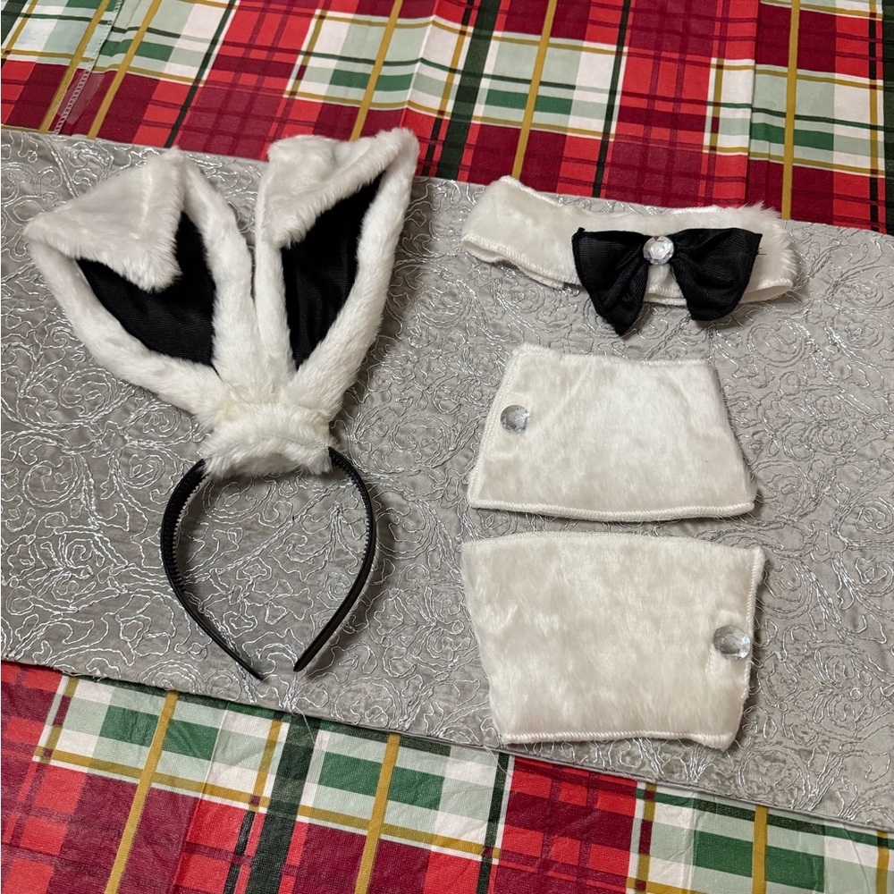 Plus size Playboy Bunny Costume Set - White and Black